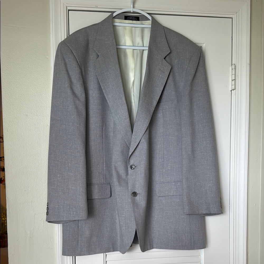 David Taylor Gray Sport Coat Two Button Blazer Notch Lapel Size 46R
